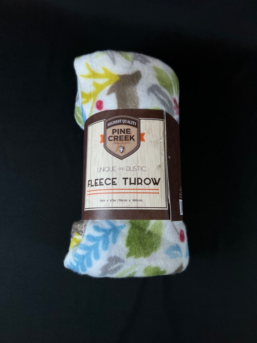 46"/63" Pine Creek Fleece Throw Blanket flowers deer park home decor New W Tags